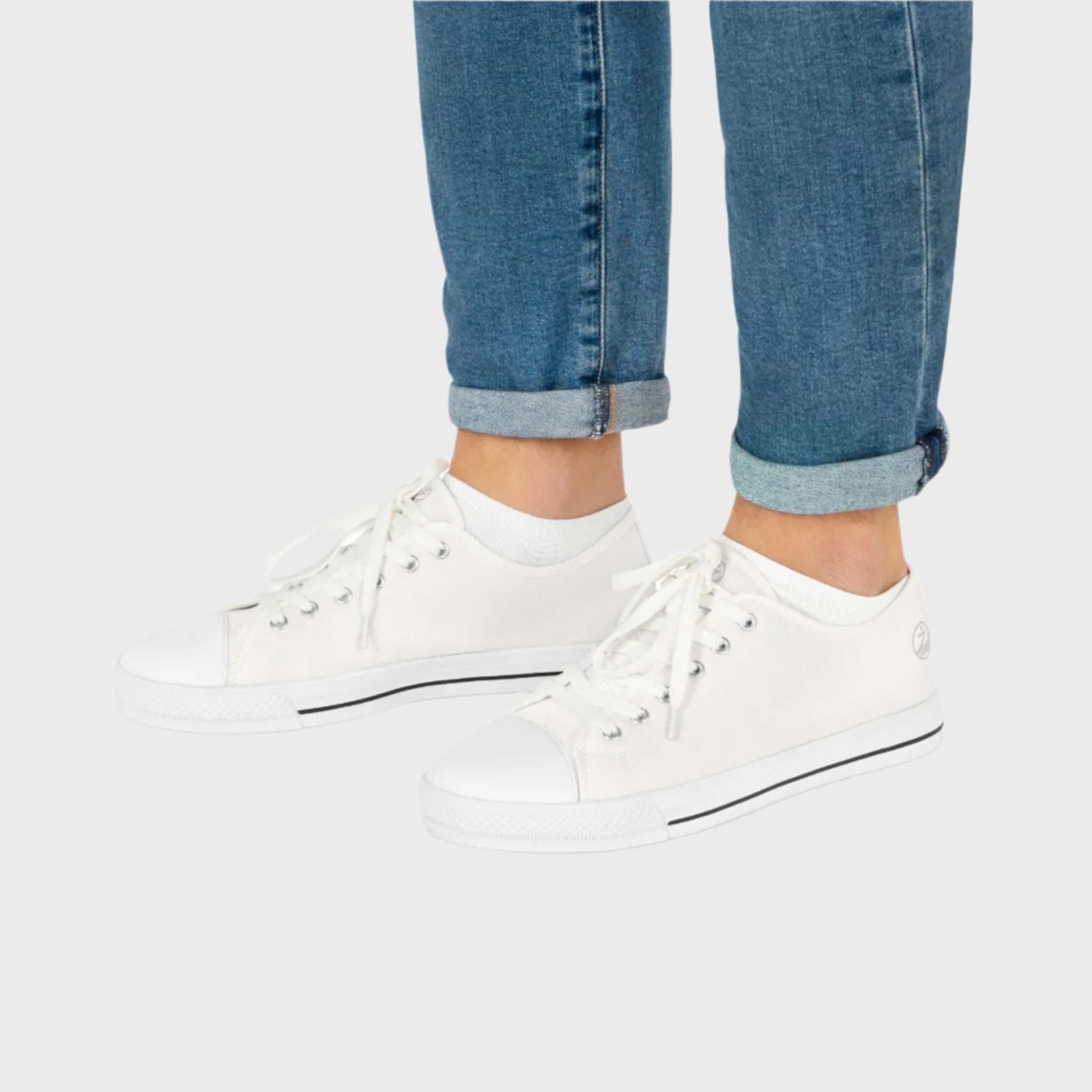 Classic Men’s Low Top Sneakers - Casual White Sneakers for Everyday Wear