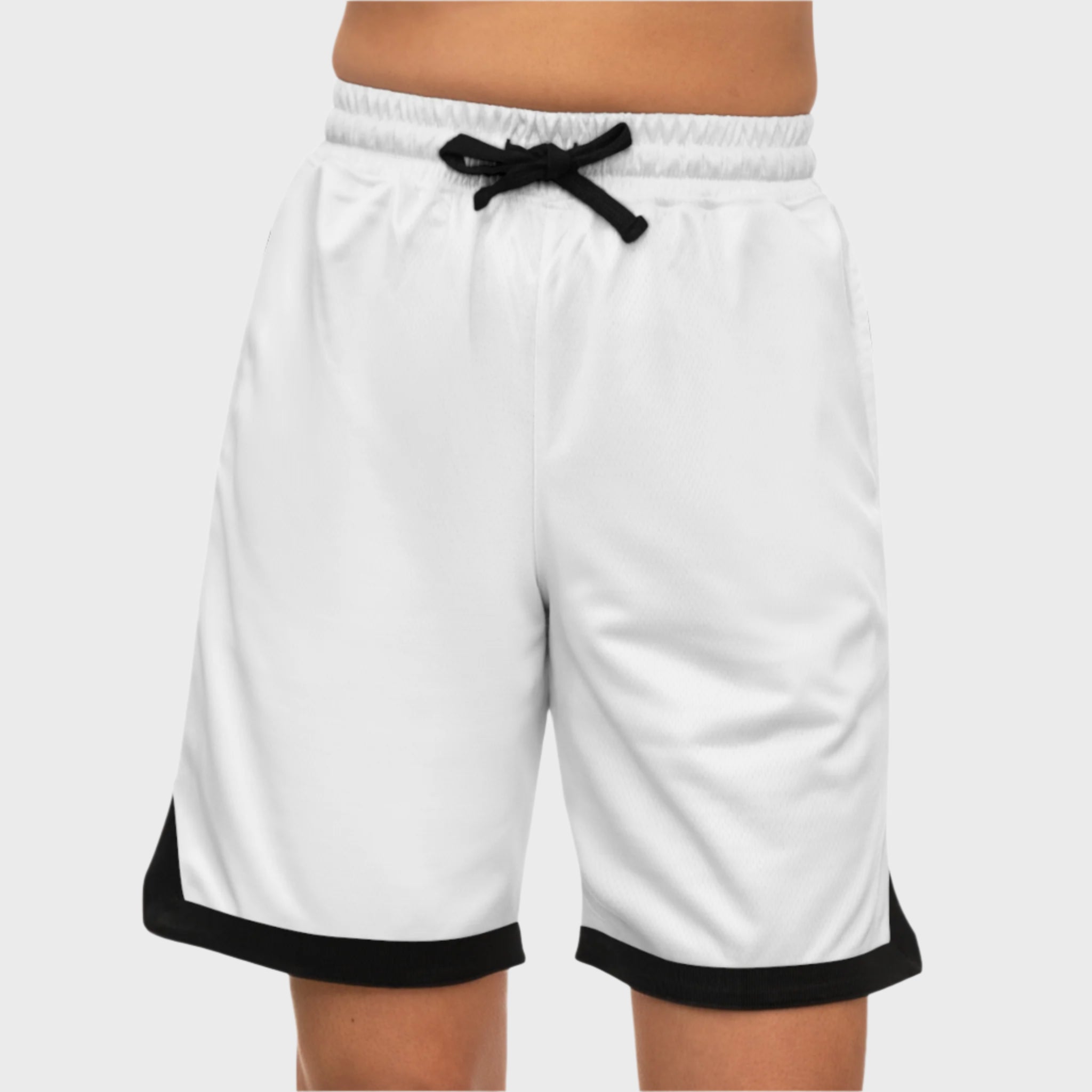 White Basketball Rib Shorts for Active Wear | Perfect for Sports and Casual Outings