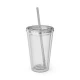 Sunsplash 16oz Clear Tumbler with Straw - Perfect for Summer Sips and Outdoor Adventures