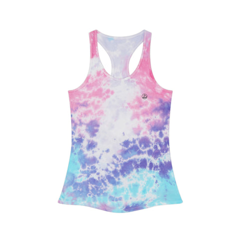 Cool Blue Tie Dye Racerback Tank Top for Summer Vibes