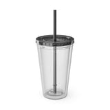 Sunsplash 16oz Clear Tumbler with Straw - Perfect for Summer Sips and Outdoor Adventures