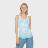 Cool Blue Tie Dye Racerback Tank Top for Summer Vibes