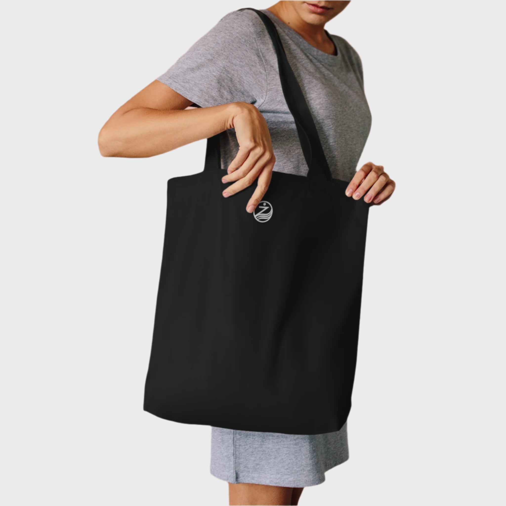 Minimalist Black Cotton Tote Bag - Eco-Friendly Shopping Essentials