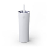 Sleek White 20oz Skinny Tumbler with Straw - Perfect for Hydration on the Go