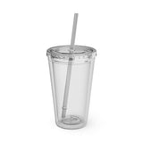 Sunsplash 16oz Clear Tumbler with Straw - Perfect for Summer Sips and Outdoor Adventures